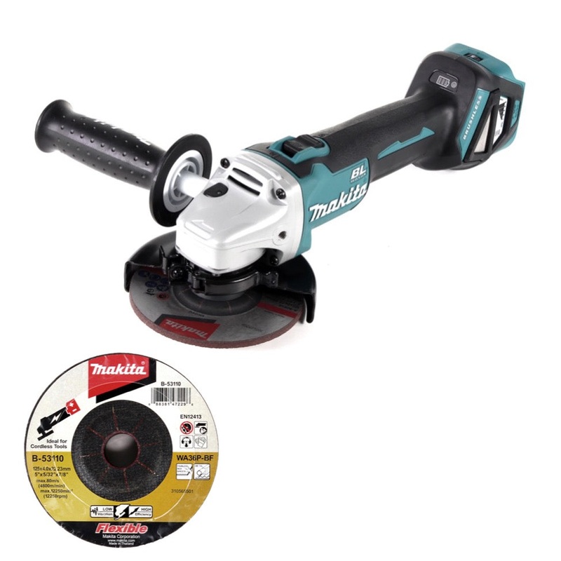 Amoladora angular inalmbrica Makita DGA 511 Z 18 V 125 mm sin escobillas solo + disco 6x - sin batera, sin cargador