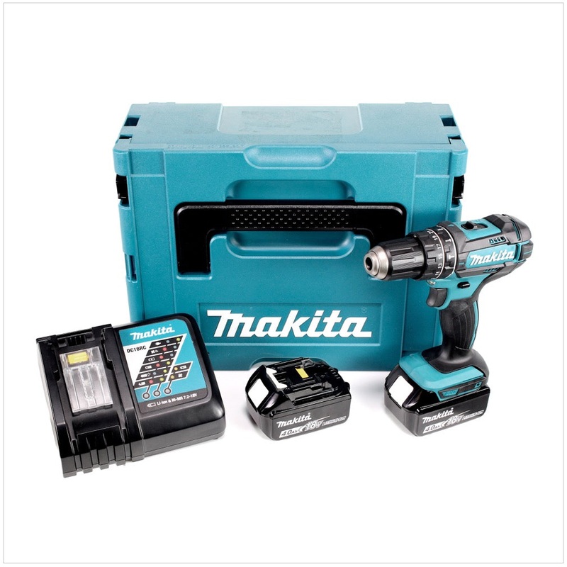 Taladro de impacto sin cable Makita DHP 482 RMJ 18V 62Nm en Makpac + 2x 4.0 Ah batera + cargador