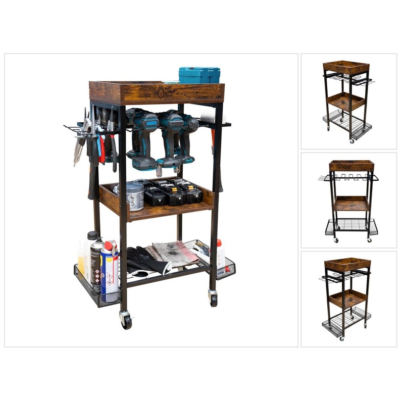 Carro de taller Toolbrothers para herramientas elctricas y manuales, de metal, 86 x 45 x 30 cm (largo x ancho x fondo), ruedas de transporte con freno