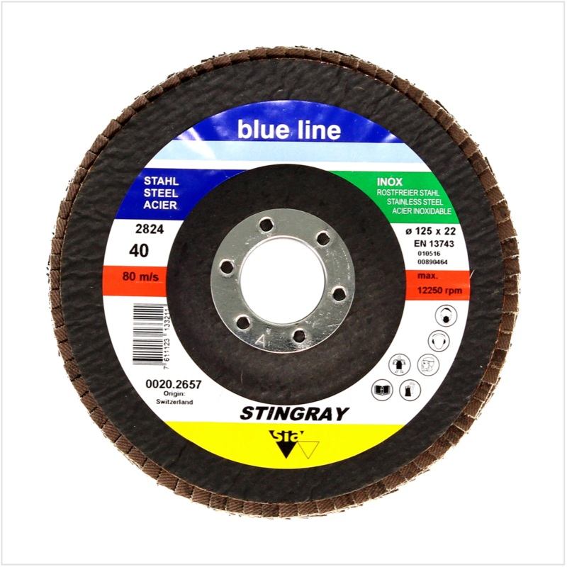 100x Arandela de seguridad dentada Bosch SIA 2824 Stingray 125 mm P120 para acero y acero inoxidable
