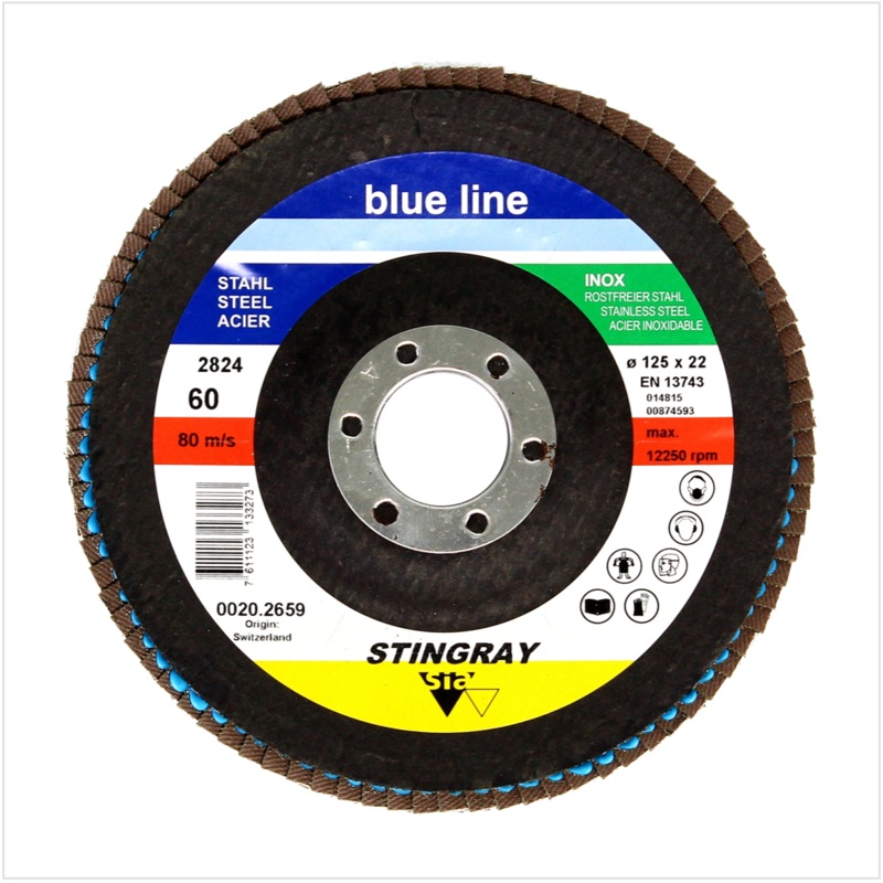 10x Arandela dentada Bosch SIA 2824 Stingray 125 mm P60 para acero y acero inoxidable