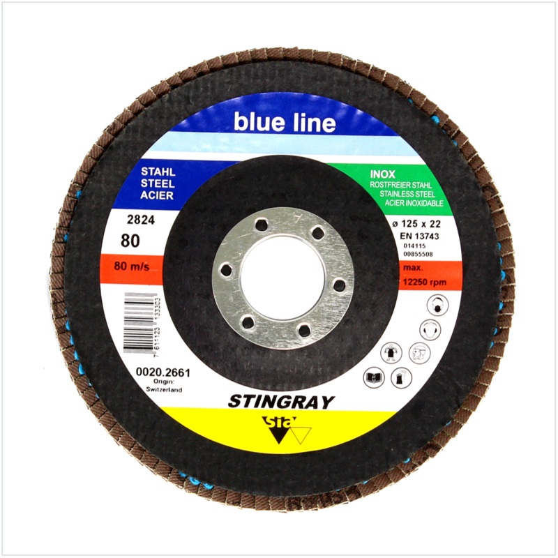 50x Arandela de seguridad dentada Bosch SIA 2824 Stingray 125 mm P80 para acero y acero inoxidable
