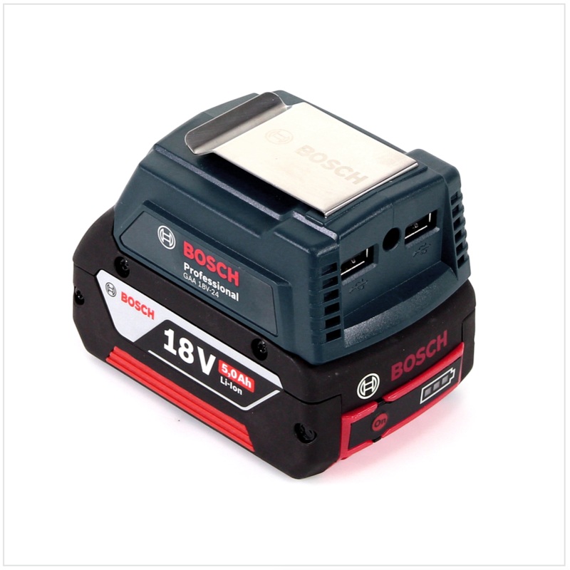 Bosch USB Power Set 18 V con adaptador USB GAA Professional para bateras de 14,4 V / 18 V + 1 batera de iones de litio GBA de 18 V y 5,0 Ah