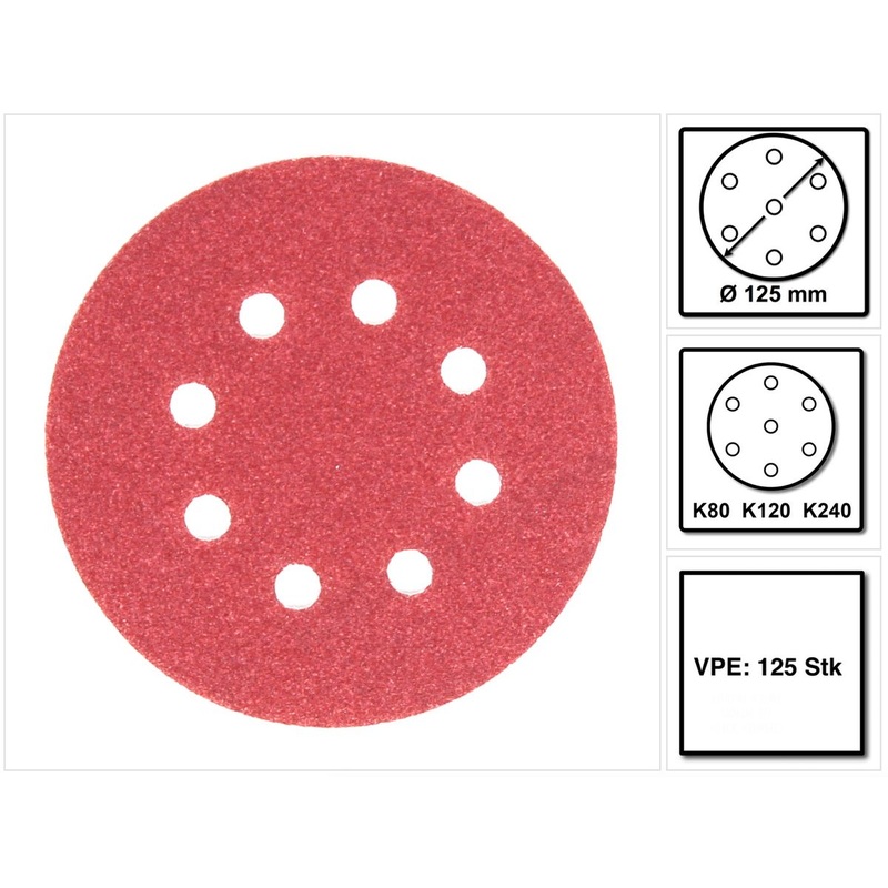 Juego de lijas excntricas Bosch con velcro perforadas K80 K120 K240 125 mm 125 piezas (2607019497)