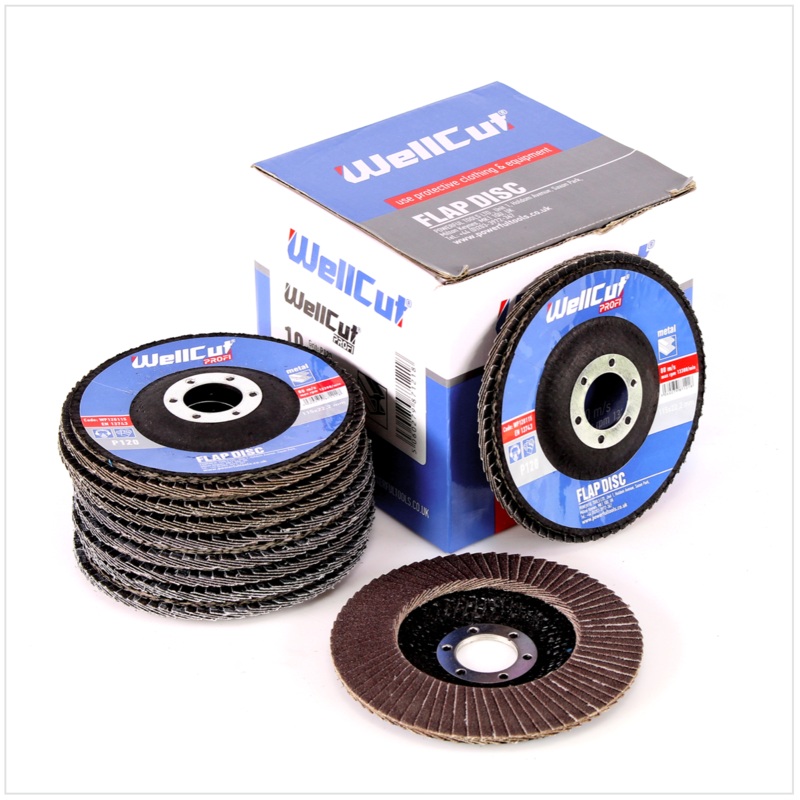 WellCut WP 120115 - 10 piezas discos de lijado grano 115 mm 120 discos dentados placas de fregona de lijado