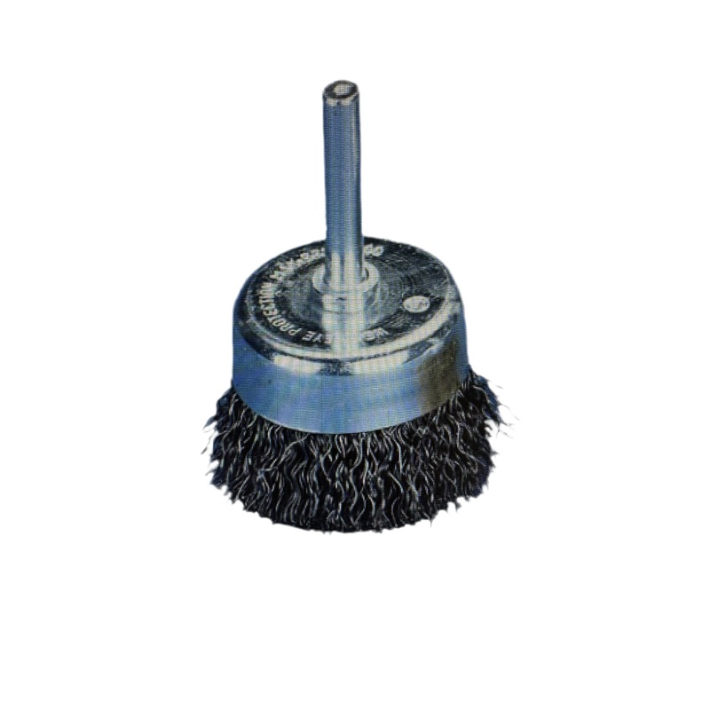 Wire Cup Brush Spindle Mounted Crimped Stainless Steel 70mm Dia. 6mm Shaft [7976]