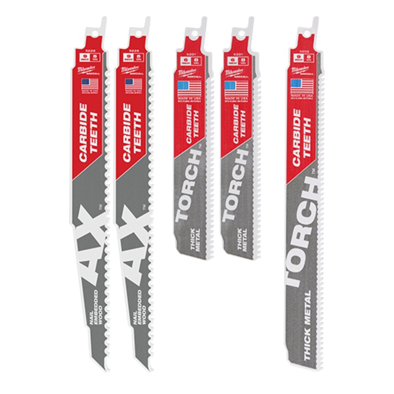 SAWZALL Carbide Demolition Wood and Metal Cutting Reciprocating Saw Blade Set (5-Piece)
