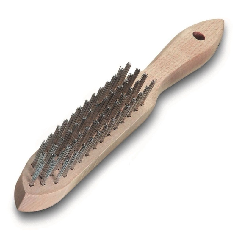Wire Hand Brush 2 Row Mild Steel Wooden Handle [1585]
