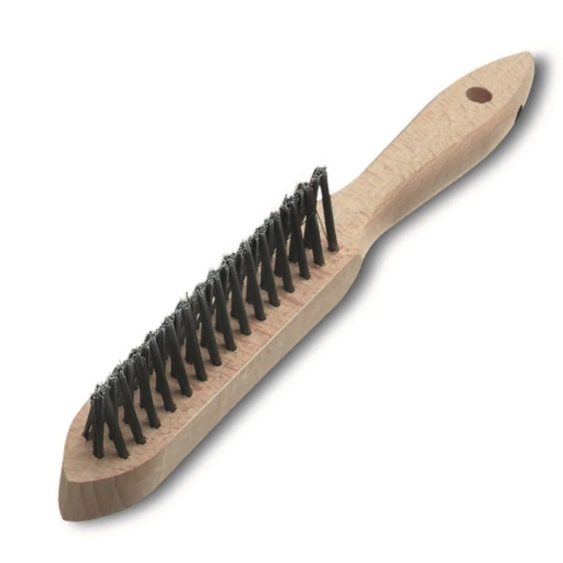 Wire Hand Brush 3 Row Mild Steel Converging Wooden Handle [1587]