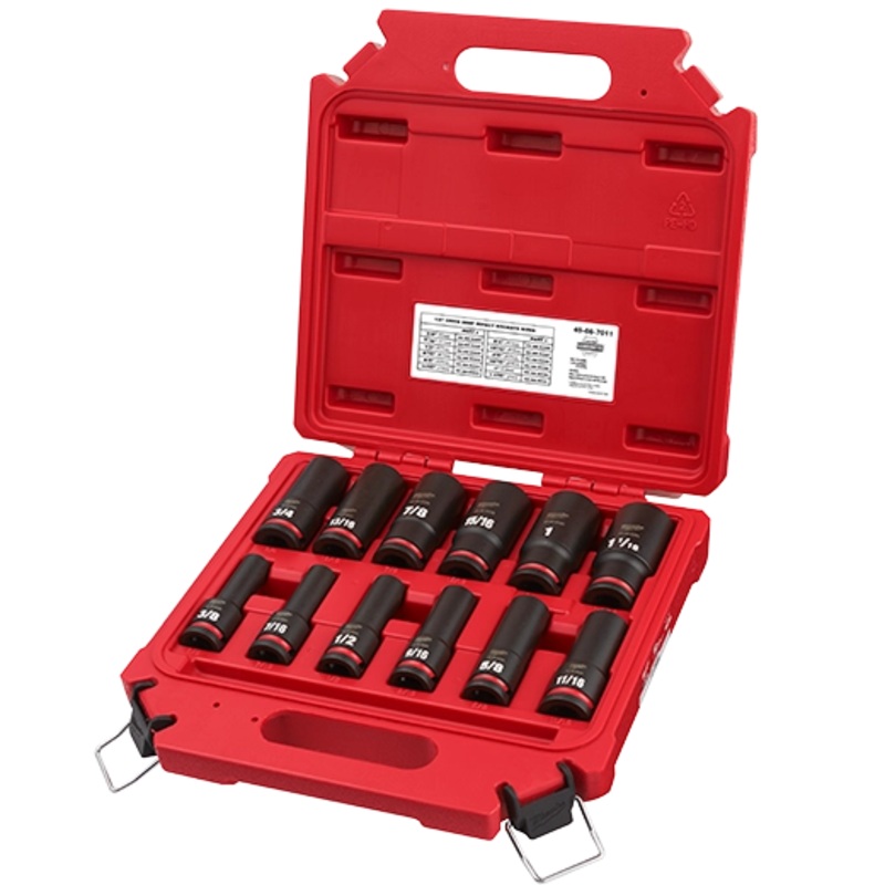 12PC 1/2"" SAE Deep 6P SktDRIVE SAE DEEP 6 POINT SOCKET