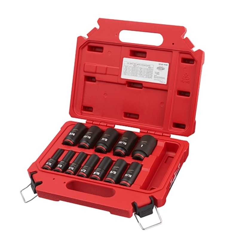 12PC 3/8"" SAE Deep 6P Skt SetDRIVE SAE DEEP 6 POINT SOCKET