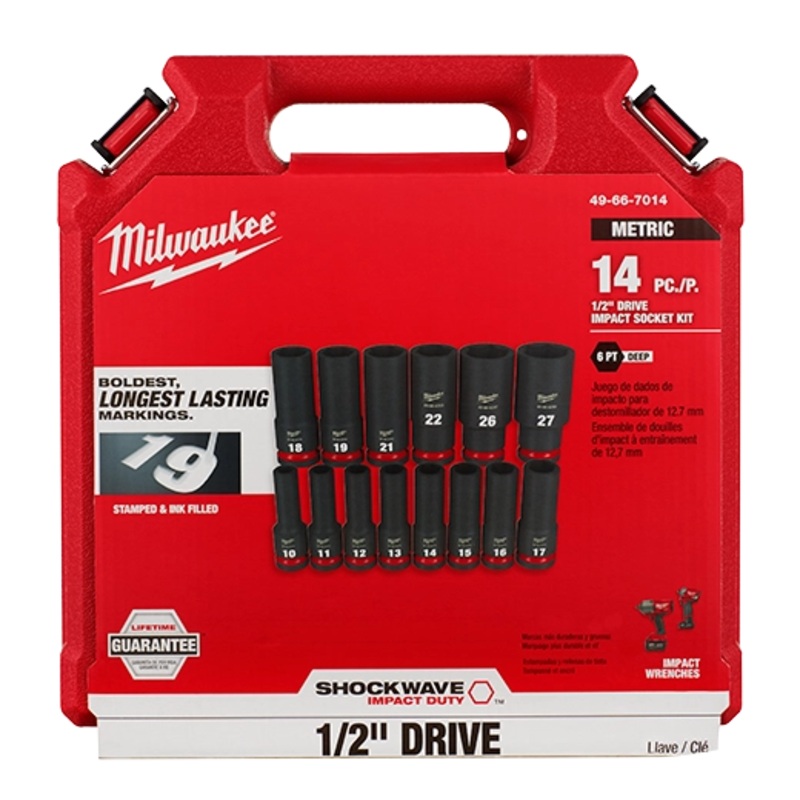 14PC 1/2"" Drv Met Deep 6P Skt