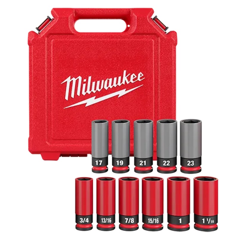 SHOCKWAVE Impact Duty 1/2 Drive SAE & Metric 11PC Lug Nut Wheel Socket Set
