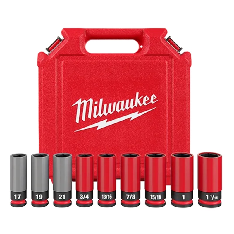 SHOCKWAVE Impact Duty 1/2 Drive SAE & Metric 9PC Lug Nut Wheel Socket Set