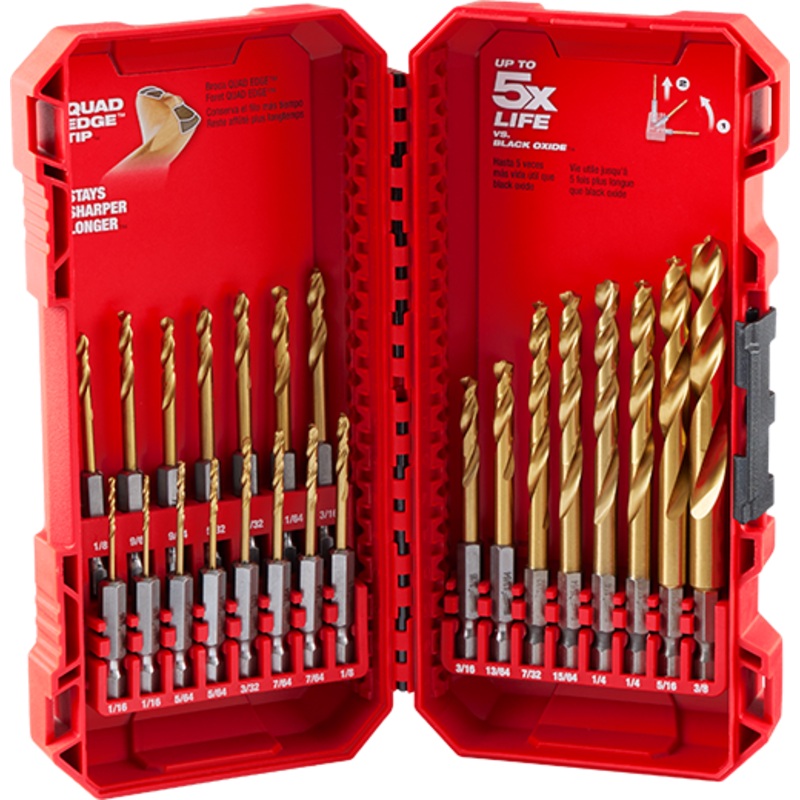 SHOCKWAVE Impact Duty RED HELIX Titanium Drill Bit Set - 23PC
