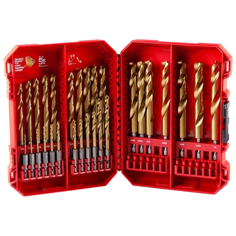 SHOCKWAVE Impact Duty RED HELIX Titanium Drill Bit Set - 29PC