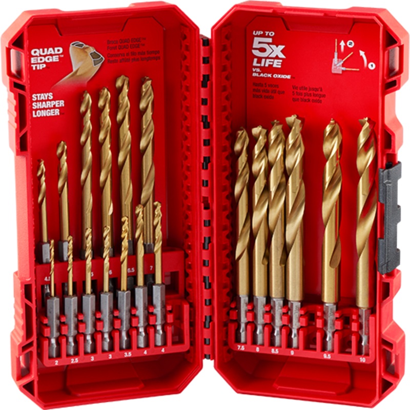 SHOCKWAVE Impact Duty RED HELIX Titanium Metric Drill Bit Set - 19PC